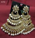 Fancy Indian Designer Earrings Golden Silver Crystals Pearl Bead
